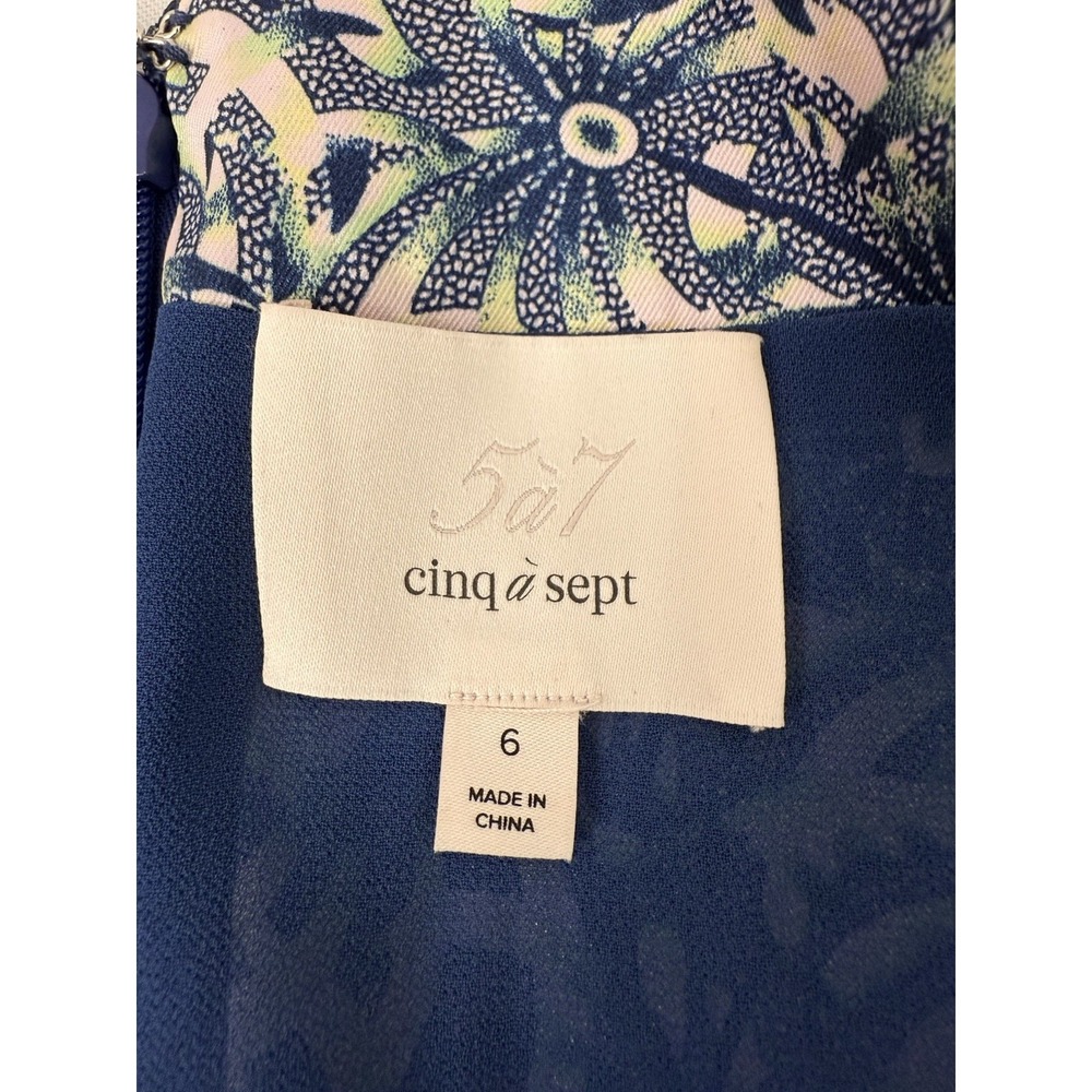 Cinq à Sept Lucinda Blue Green Ruffled Palm Floral Mini Dress Womens Size 6 - Picture 4 of 11